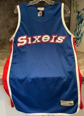 Vintage Majestic Blue Philadelphia 76ers Sixers Hardwood Classics Jersey Size M
